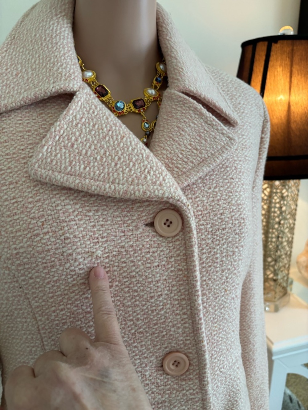 Nicole Blush Pink Long Single-Breasted Trench Coat - Picture 5 of 16
